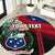 Personalised Samoa Indenpendence Day Round Carpet Tropical Samoan Coat of Arms With Siapo Pattern LT03 Black - Polynesian Pride