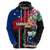 Personalised Samoa Indenpendence Day Zip Hoodie Tropical Samoan Coat of Arms With Siapo Pattern LT03 - Polynesian Pride