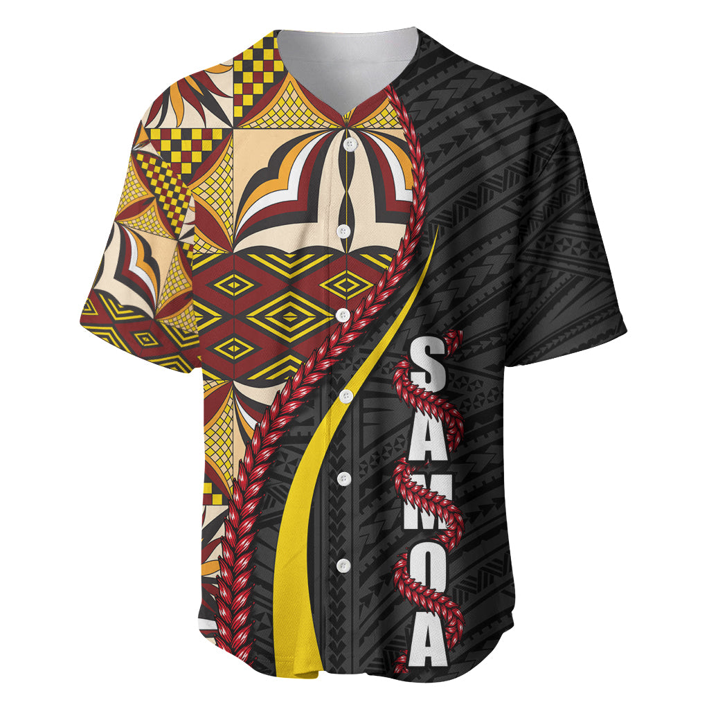 Samoa Siapo Ula Fala Baseball Jersey Polynesian Tribal Pattern LT03 Black - Polynesian Pride