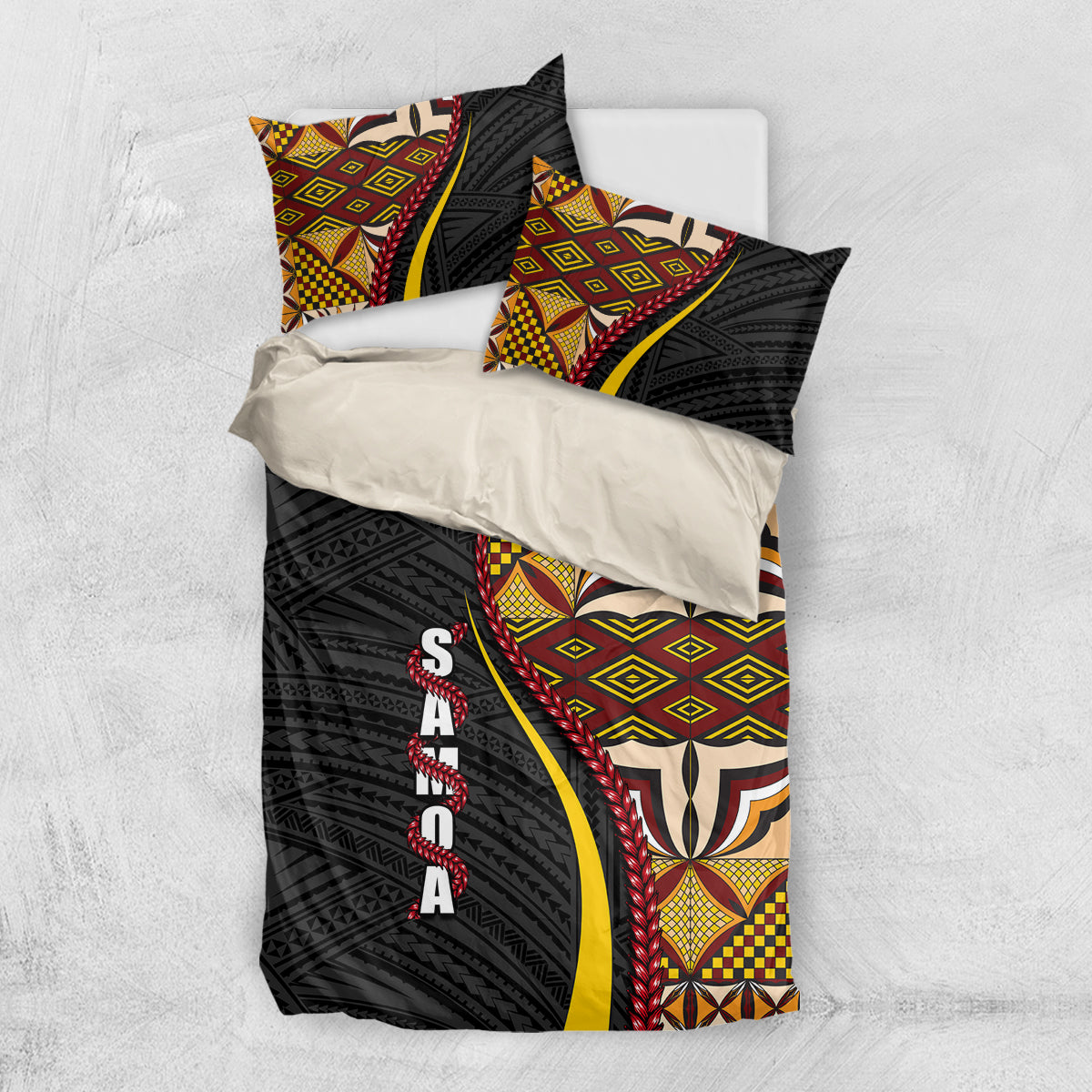 Samoa Siapo Ula Fala Bedding Set Polynesian Tribal Pattern LT03 US Twin 172cm x 218cm Black - Polynesian Pride