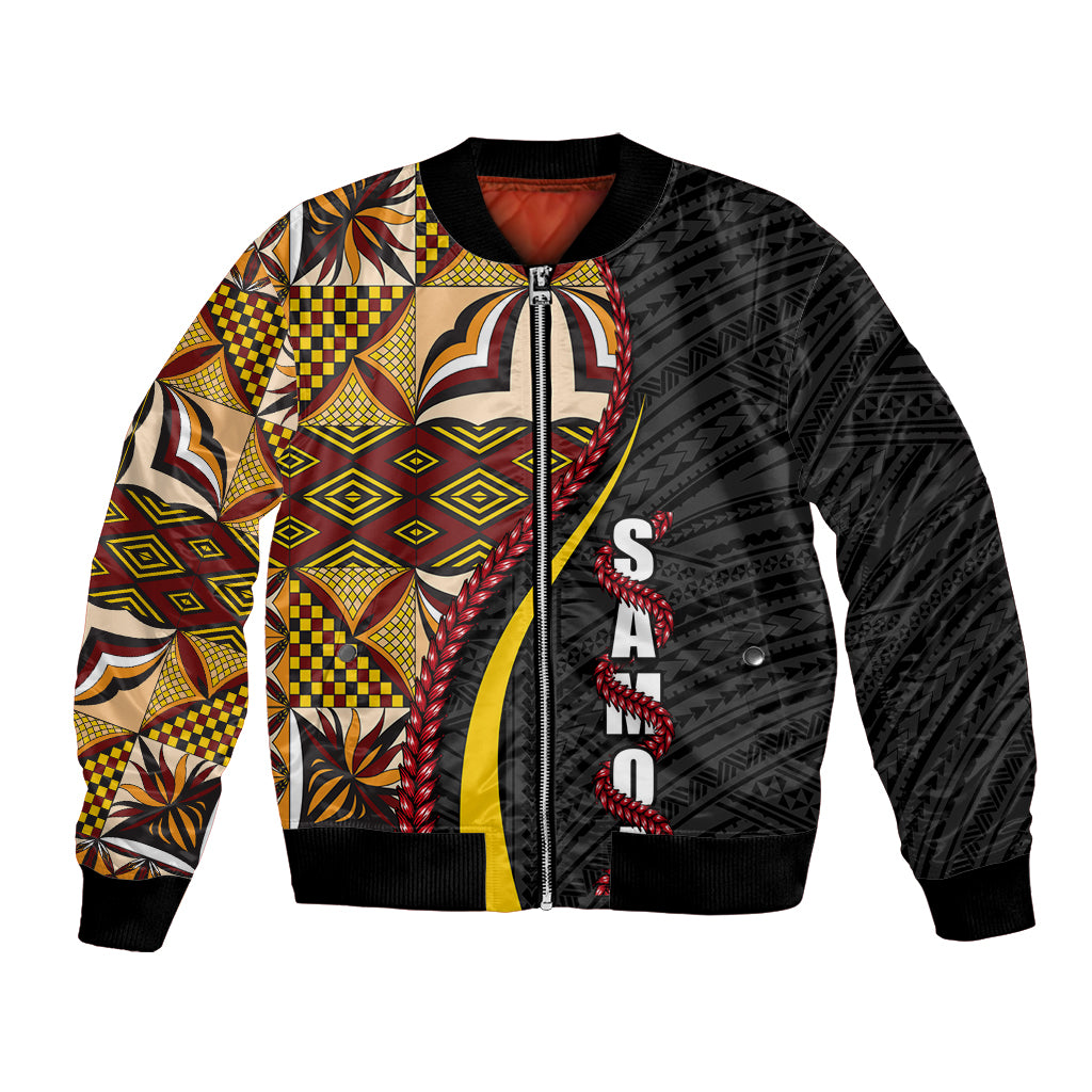 Samoa Siapo Ula Fala Bomber Jacket Polynesian Tribal Pattern LT03 Unisex Black - Polynesian Pride