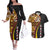 Samoa Siapo Ula Fala Couples Matching Off The Shoulder Long Sleeve Dress and Hawaiian Shirt Polynesian Tribal Pattern LT03 Black - Polynesian Pride