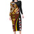 Samoa Siapo Ula Fala Family Matching Long Sleeve Bodycon Dress and Hawaiian Shirt Polynesian Tribal Pattern LT03 Mom's Dress Black - Polynesian Pride