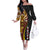 Samoa Siapo Ula Fala Family Matching Off Shoulder Long Sleeve Dress and Hawaiian Shirt Polynesian Tribal Pattern LT03 Mom's Dress Black - Polynesian Pride