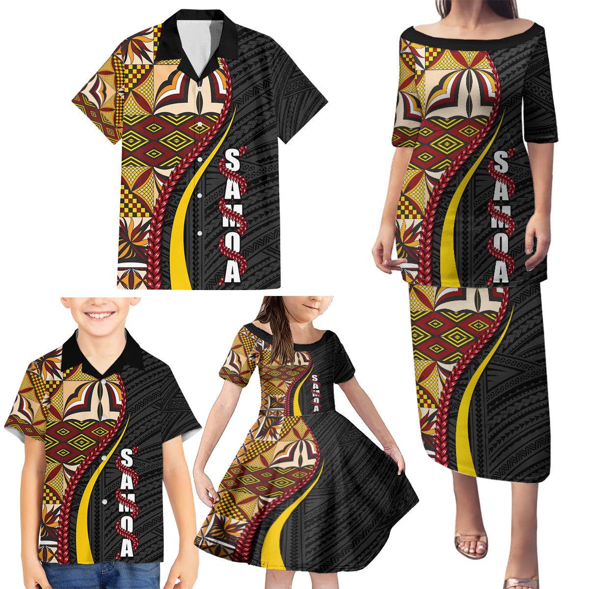 Samoa Siapo Ula Fala Family Matching Puletasi and Hawaiian Shirt Polynesian Tribal Pattern LT03 - Polynesian Pride