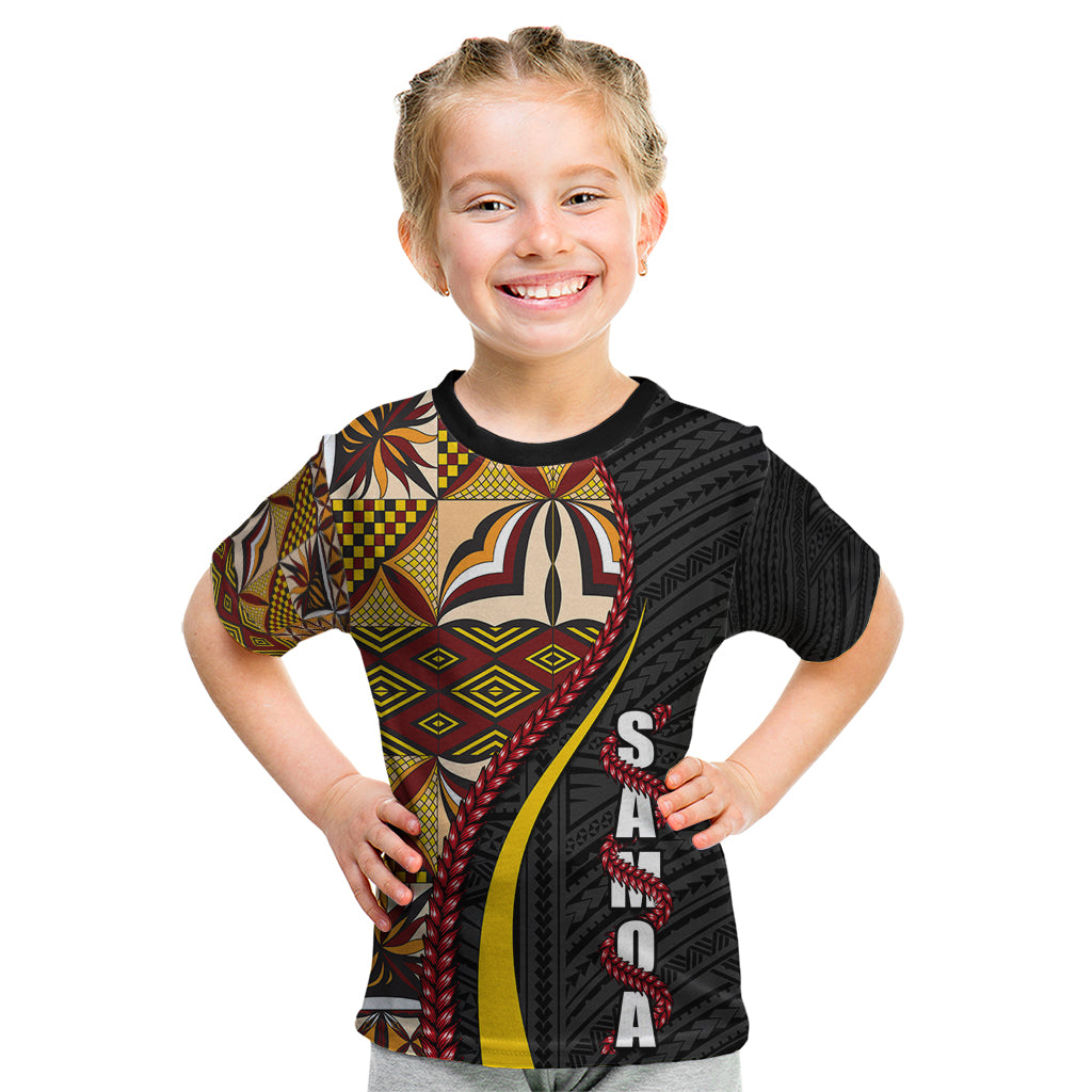 Samoa Siapo Ula Fala Kid T Shirt Polynesian Tribal Pattern LT03 Black - Polynesian Pride