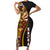 Samoa Siapo Ula Fala Short Sleeve Bodycon Dress Polynesian Tribal Pattern LT03 Long Dress Black - Polynesian Pride