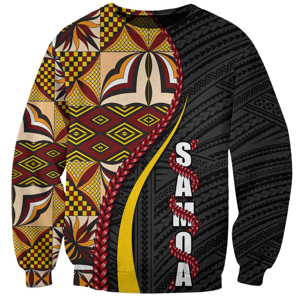 Samoa Siapo Ula Fala Sweatshirt Polynesian Tribal Pattern LT03 Unisex Black - Polynesian Pride