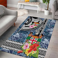 Fiji Day Area Rug Traditional Tapa with Hibiscus and Emblems