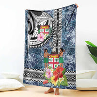 Fiji Day Blanket Traditional Tapa with Hibiscus and Emblems