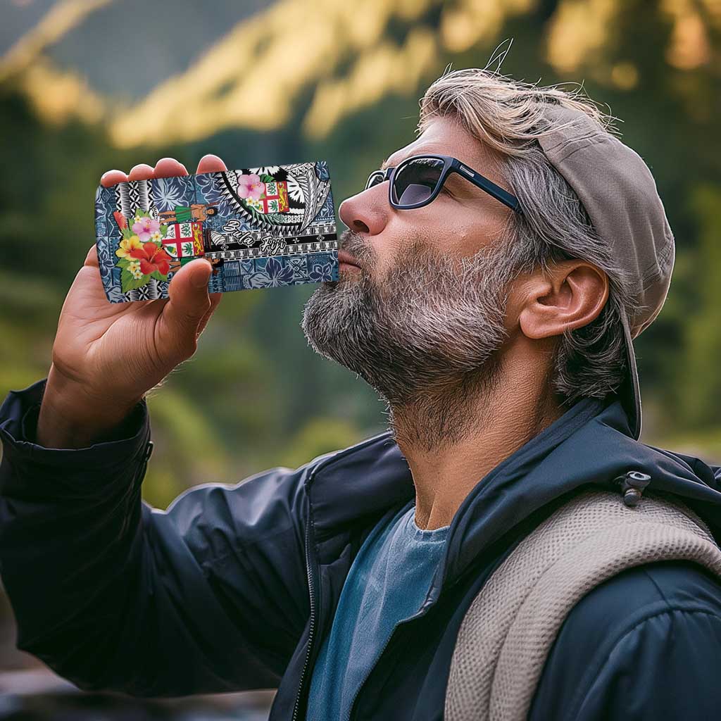 Fiji Day 4 in 1 Can Cooler Tumbler Traditional Tapa with Hibiscus and Emblems