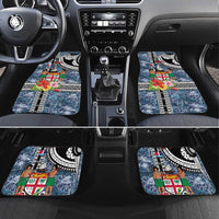 Fiji Day Car Mats Traditional Tapa with Hibiscus and Emblems