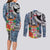 Fiji Day Couples Matching Long Sleeve Bodycon Dress and Long Sleeve Button Shirt Traditional Tapa with Hibiscus and Emblems