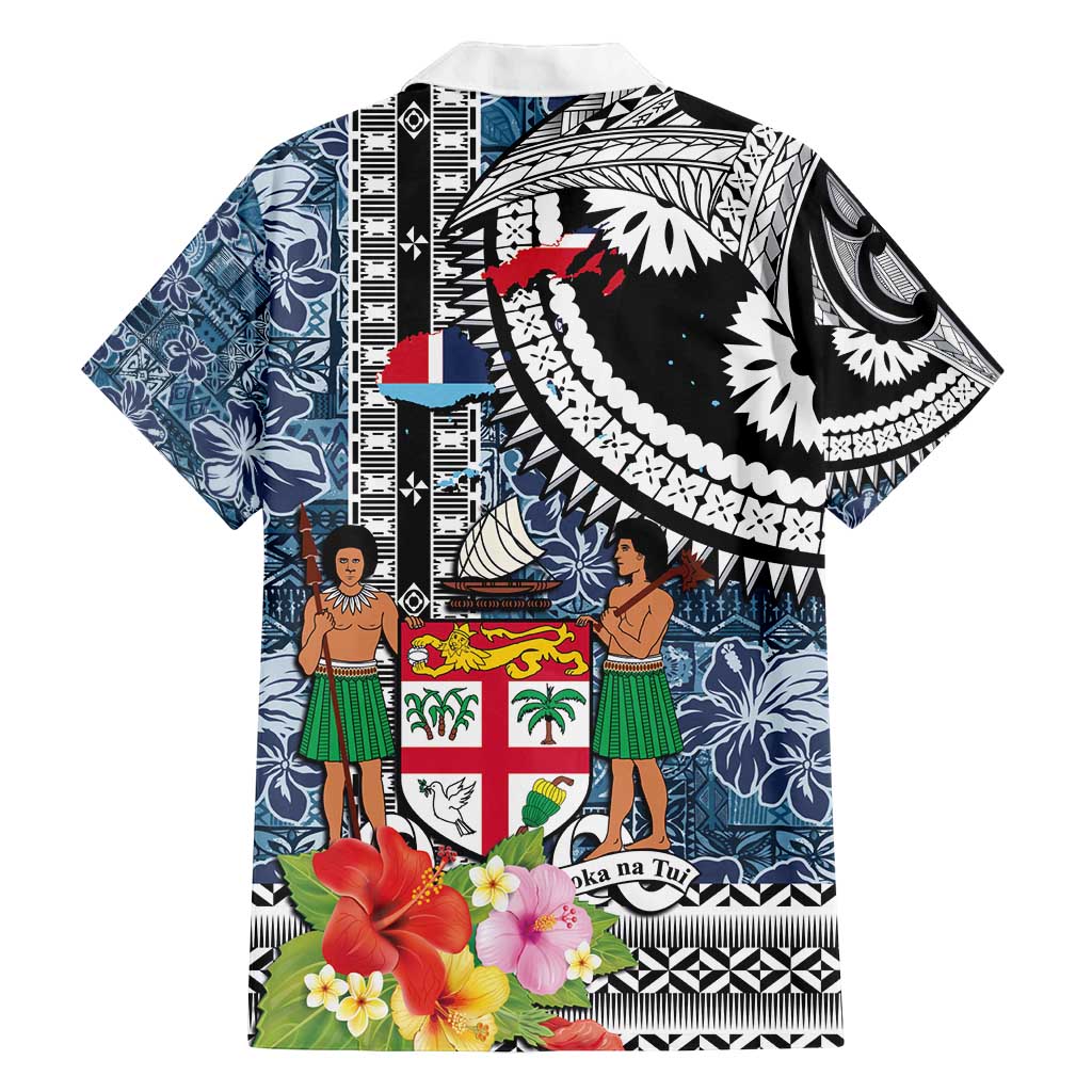 Fiji Day Family Matching Off Shoulder Maxi Dress and Hawaiian Shirt Traditional Tapa with Hibiscus and Emblems
