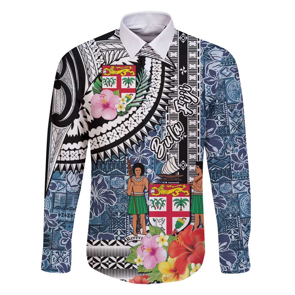 Fiji Day Family Matching Off Shoulder Maxi Dress and Hawaiian Shirt Traditional Tapa with Hibiscus and Emblems