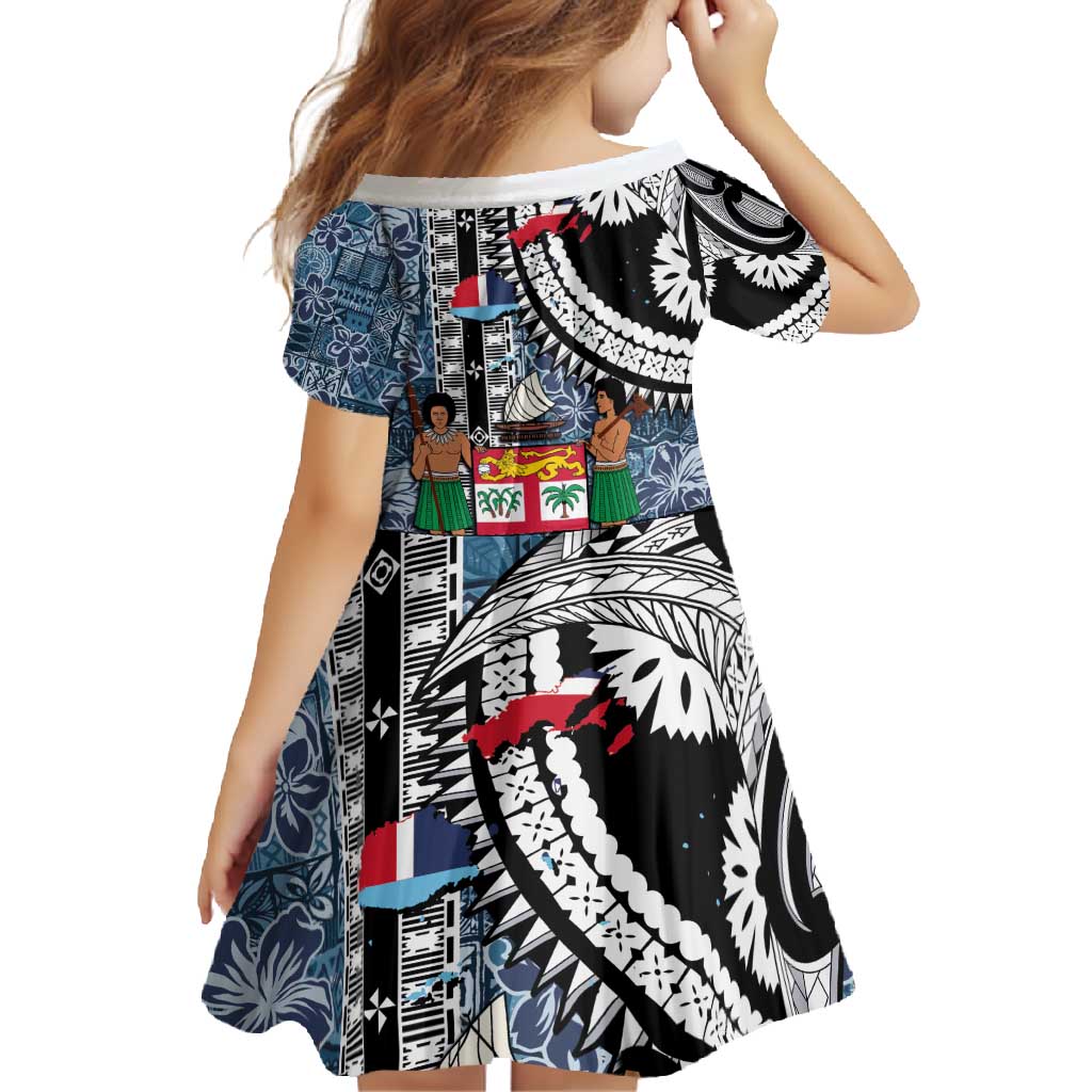 Fiji Day Family Matching Summer Maxi Dress and Hawaiian Shirt Traditional Tapa with Hibiscus and Emblems