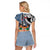 Fiji Day Raglan Cropped T Shirt Traditional Tapa with Hibiscus and Emblems