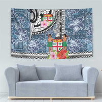 Fiji Day Tapestry Traditional Tapa with Hibiscus and Emblems