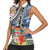 Fiji Day Women Sleeveless Polo Shirt Traditional Tapa with Hibiscus and Emblems