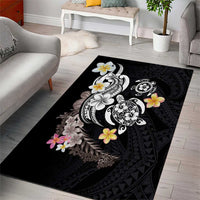 Hawaiian Tropical Plumeria Turtles Area Rug Polynesian Art Tattoo