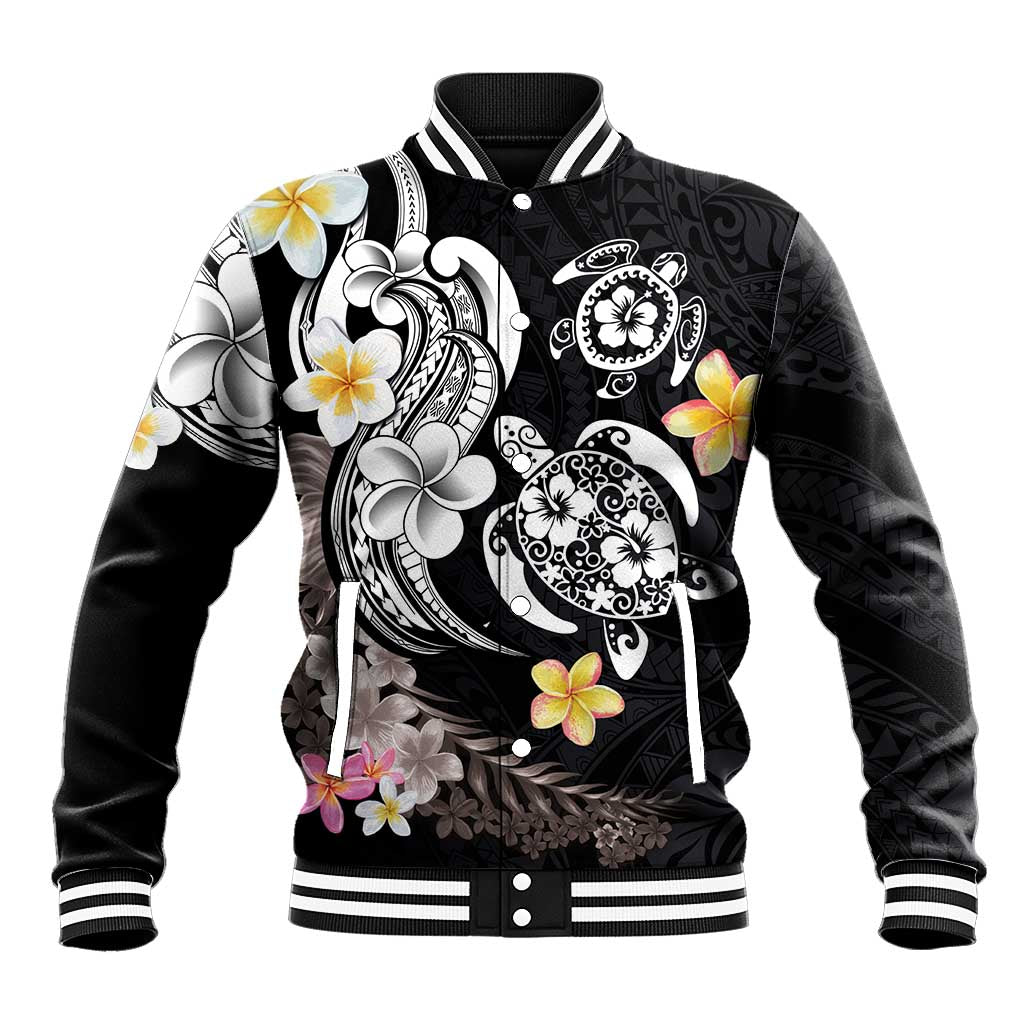 Hawaiian Tropical Plumeria Turtles Baseball Jacket Polynesian Art Tattoo LT03 Unisex - Polynesian Pride