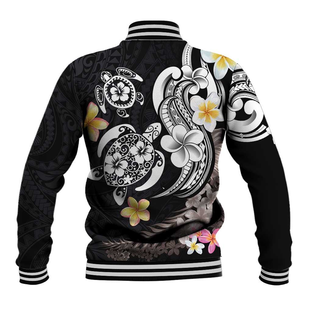 Hawaiian Tropical Plumeria Turtles Baseball Jacket Polynesian Art Tattoo LT03 - Polynesian Pride