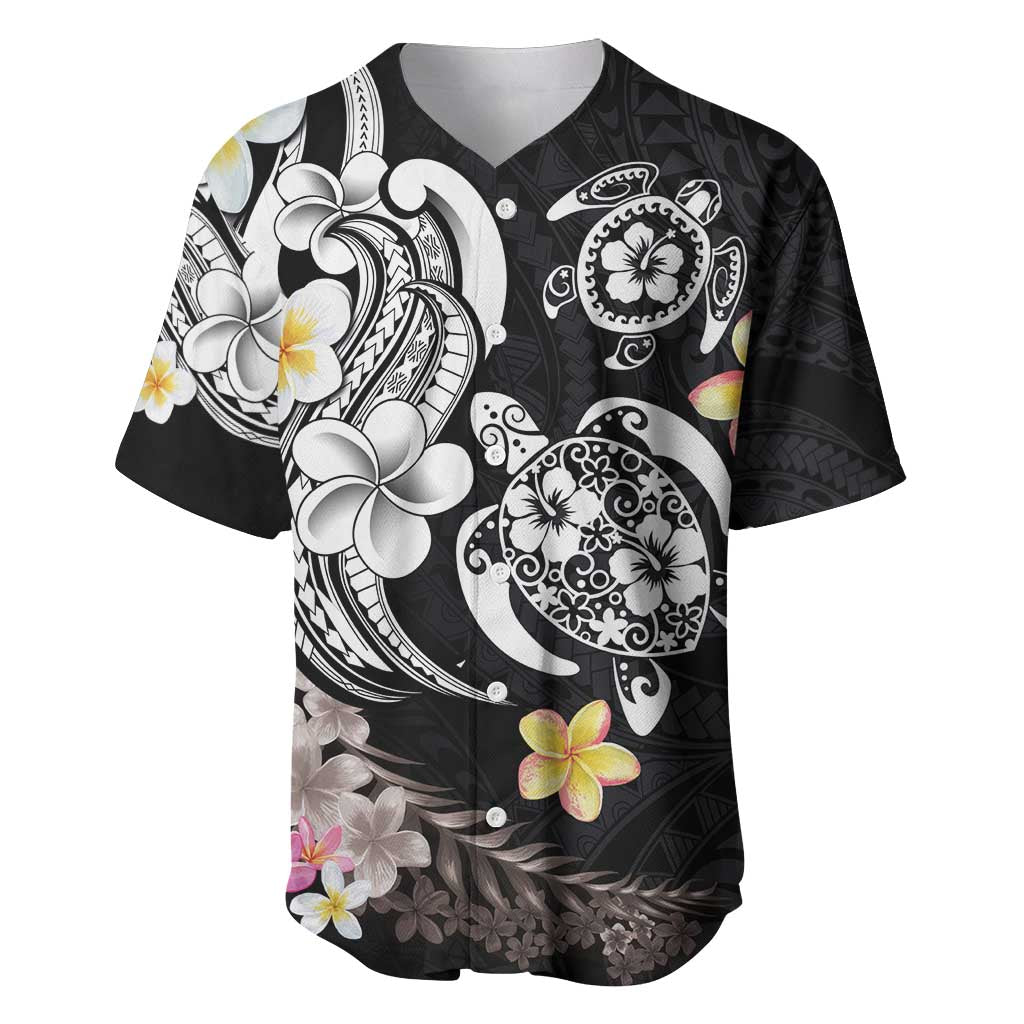 Hawaiian Tropical Plumeria Turtles Baseball Jersey Polynesian Art Tattoo
