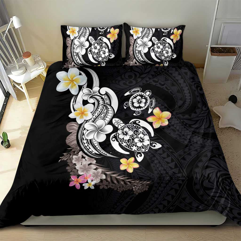 Hawaiian Tropical Plumeria Turtles Bedding Set Polynesian Art Tattoo
