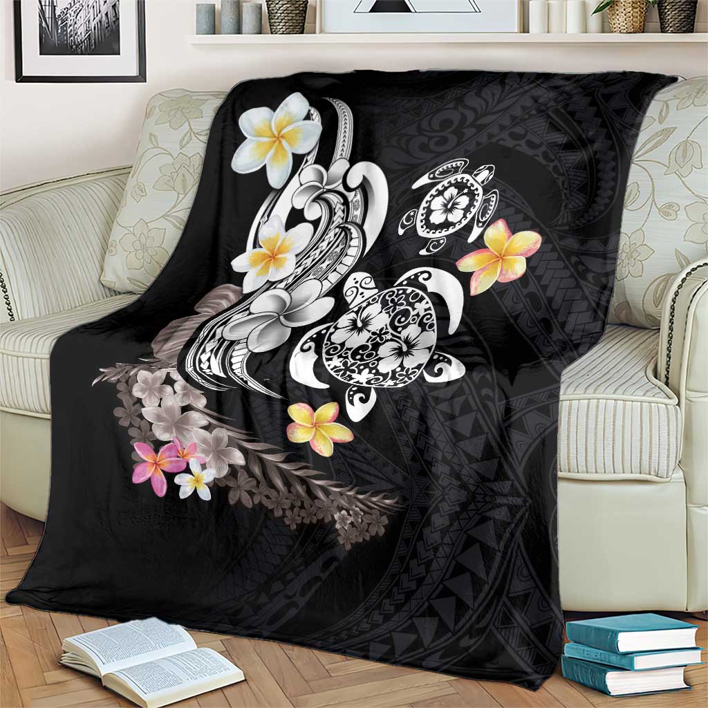 Hawaiian Tropical Plumeria Turtles Blanket Polynesian Art Tattoo