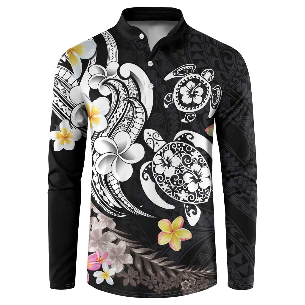 Hawaiian Tropical Plumeria Turtles Button Sweatshirt Polynesian Art Tattoo LT03 - Polynesian Pride