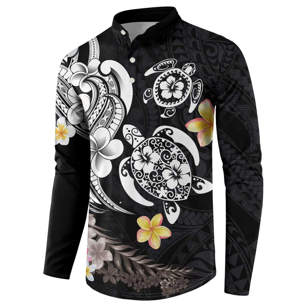 Hawaiian Tropical Plumeria Turtles Button Sweatshirt Polynesian Art Tattoo LT03 - Polynesian Pride