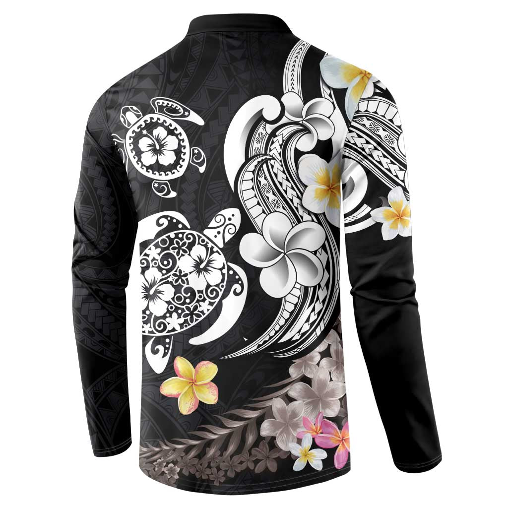 Hawaiian Tropical Plumeria Turtles Button Sweatshirt Polynesian Art Tattoo LT03 - Polynesian Pride
