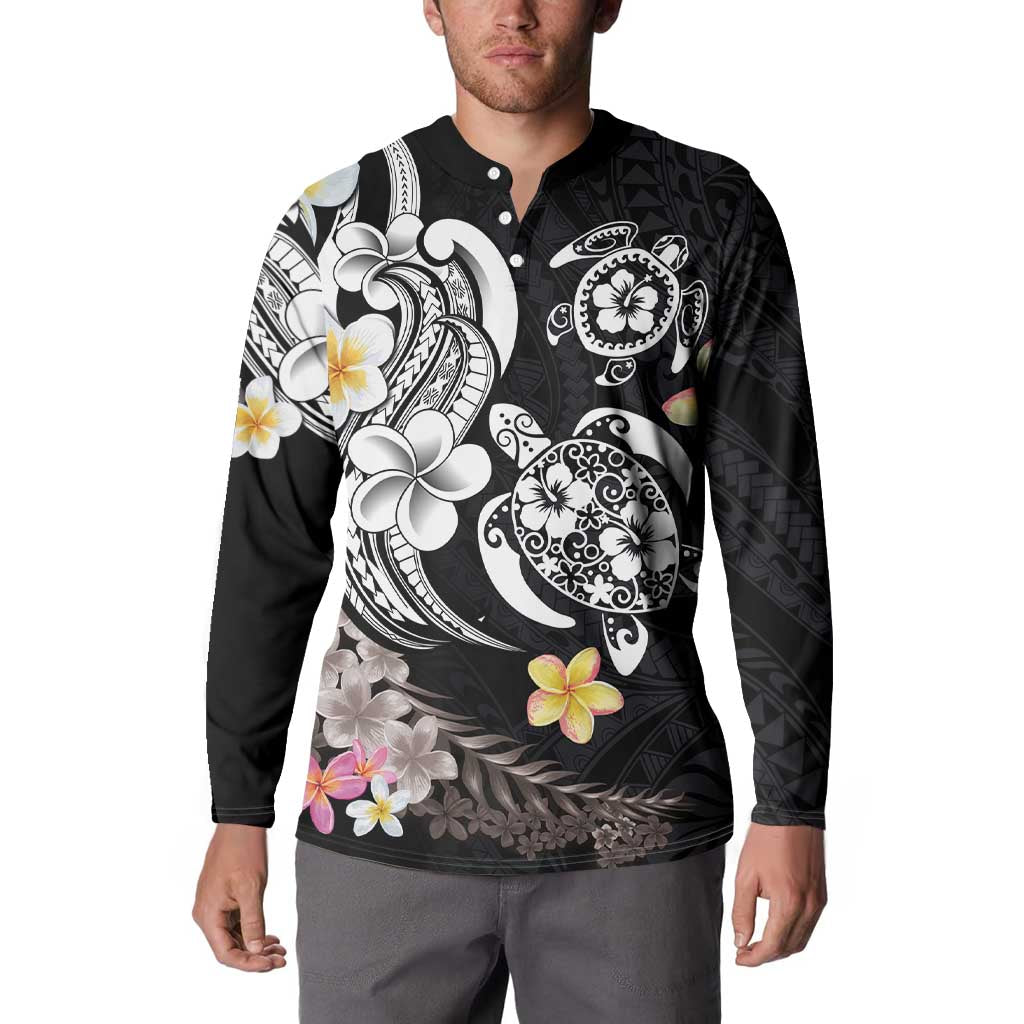 Hawaiian Tropical Plumeria Turtles Button Sweatshirt Polynesian Art Tattoo LT03 - Polynesian Pride