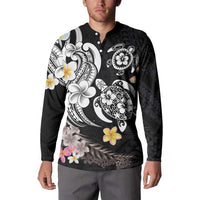 Hawaiian Tropical Plumeria Turtles Button Sweatshirt Polynesian Art Tattoo LT03 - Polynesian Pride