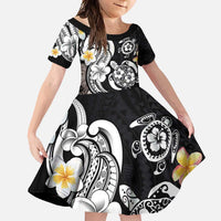 Hawaiian Tropical Plumeria Turtles Family Matching Long Sleeve Bodycon Dress and Hawaiian Shirt Polynesian Art Tattoo