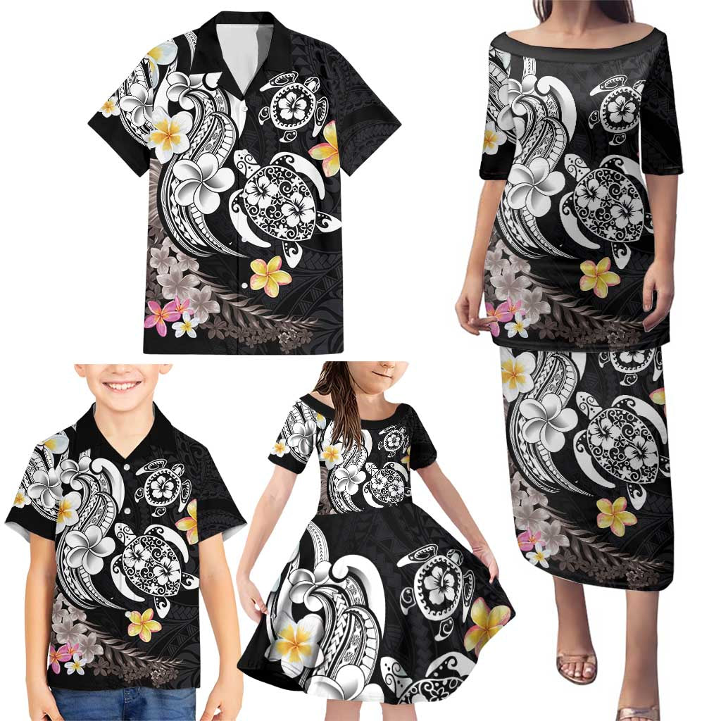 Hawaiian Tropical Plumeria Turtles Family Matching Puletasi and Hawaiian Shirt Polynesian Art Tattoo LT03 - Polynesian Pride