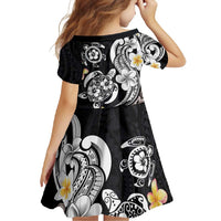 Hawaiian Tropical Plumeria Turtles Family Matching Short Sleeve Bodycon Dress and Hawaiian Shirt Polynesian Art Tattoo
