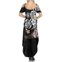 Hawaiian Tropical Plumeria Turtles Family Matching Summer Maxi Dress and Hawaiian Shirt Polynesian Art Tattoo