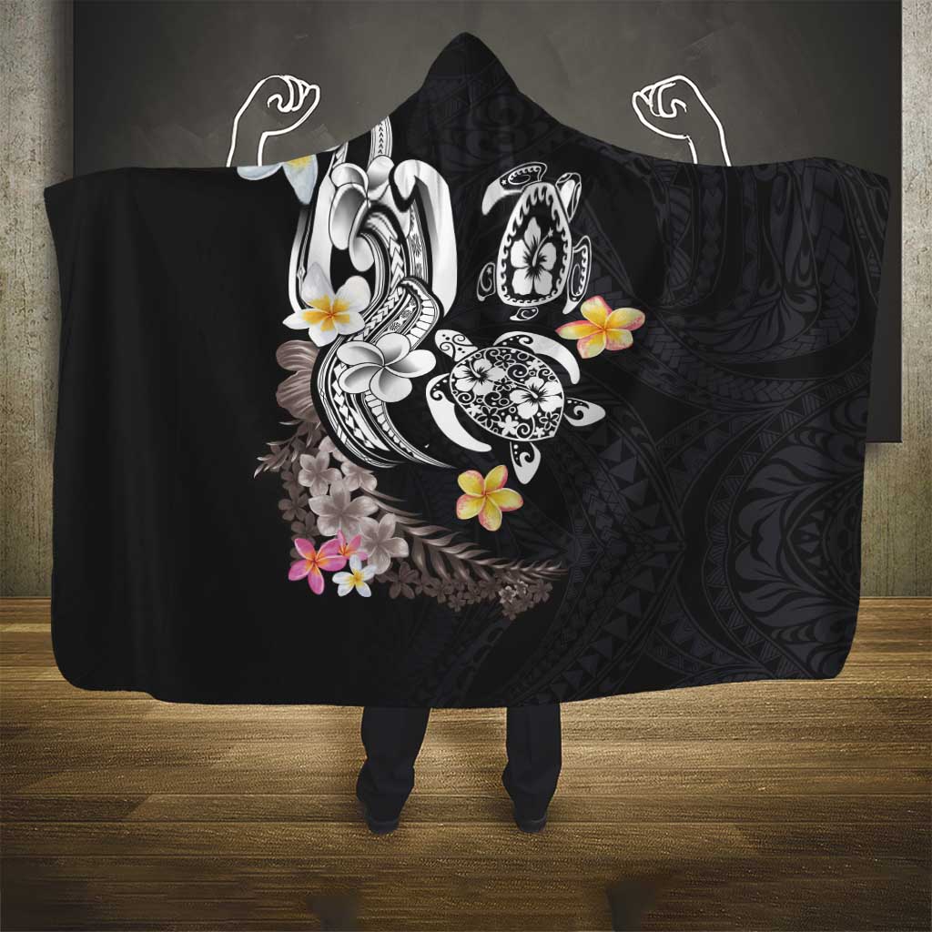 Hawaiian Tropical Plumeria Turtles Hooded Blanket Polynesian Art Tattoo LT03 - Polynesian Pride