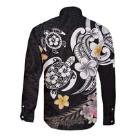 Hawaiian Tropical Plumeria Turtles Long Sleeve Button Shirt Polynesian Art Tattoo LT03 - Polynesian Pride