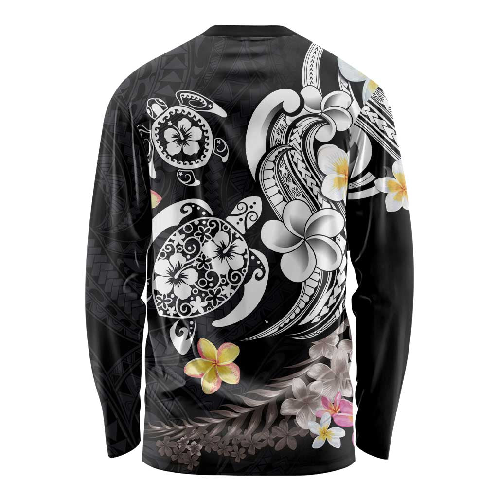 Hawaiian Tropical Plumeria Turtles Long Sleeve Shirt Polynesian Art Tattoo LT03 - Polynesian Pride