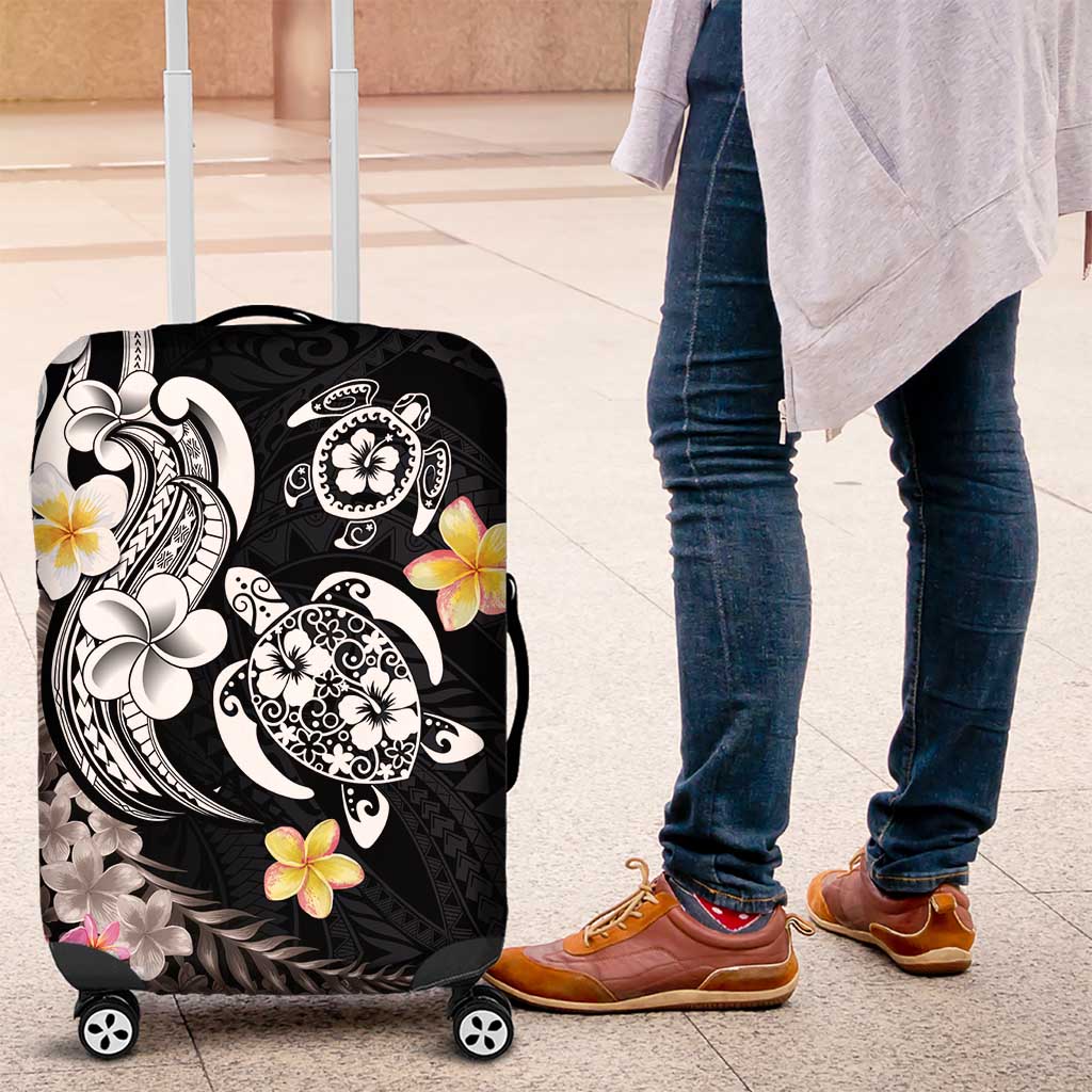 Hawaiian Tropical Plumeria Turtles Luggage Cover Polynesian Art Tattoo