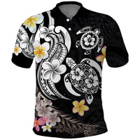 Hawaiian Tropical Plumeria Turtles Polo Shirt Polynesian Art Tattoo