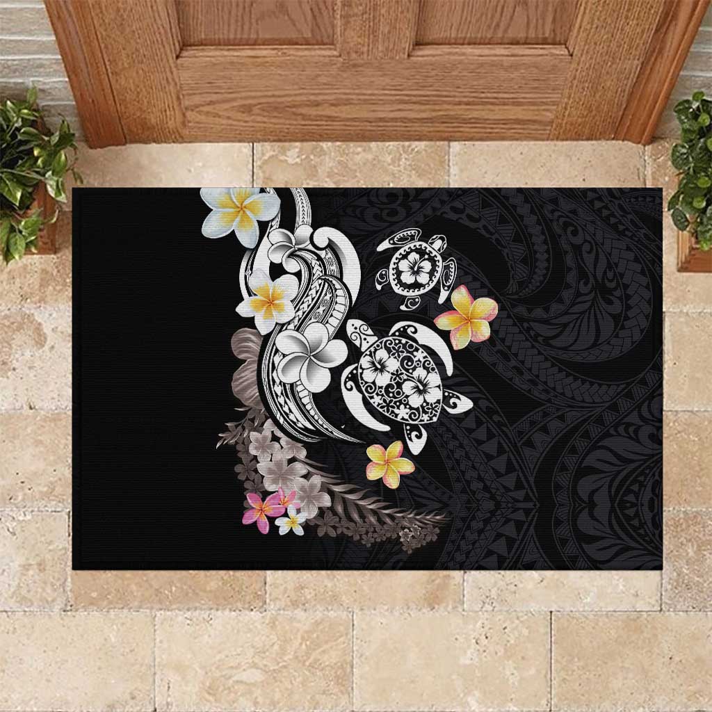 Hawaiian Tropical Plumeria Turtles Rubber Doormat Polynesian Art Tattoo LT03 L 60cm x 90cm - Polynesian Pride
