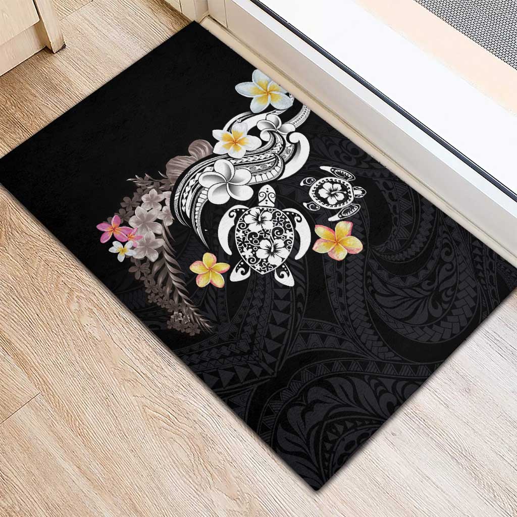 Hawaiian Tropical Plumeria Turtles Rubber Doormat Polynesian Art Tattoo LT03 - Polynesian Pride