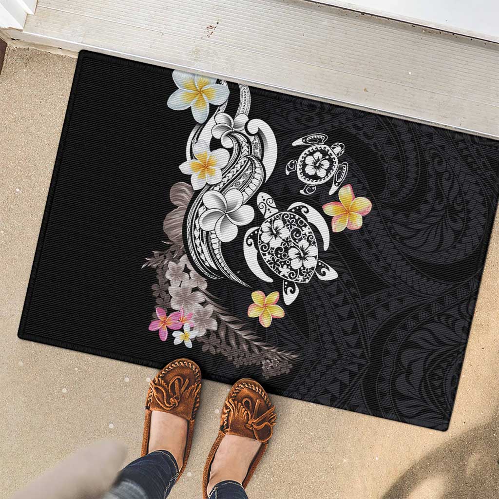 Hawaiian Tropical Plumeria Turtles Rubber Doormat Polynesian Art Tattoo LT03 - Polynesian Pride