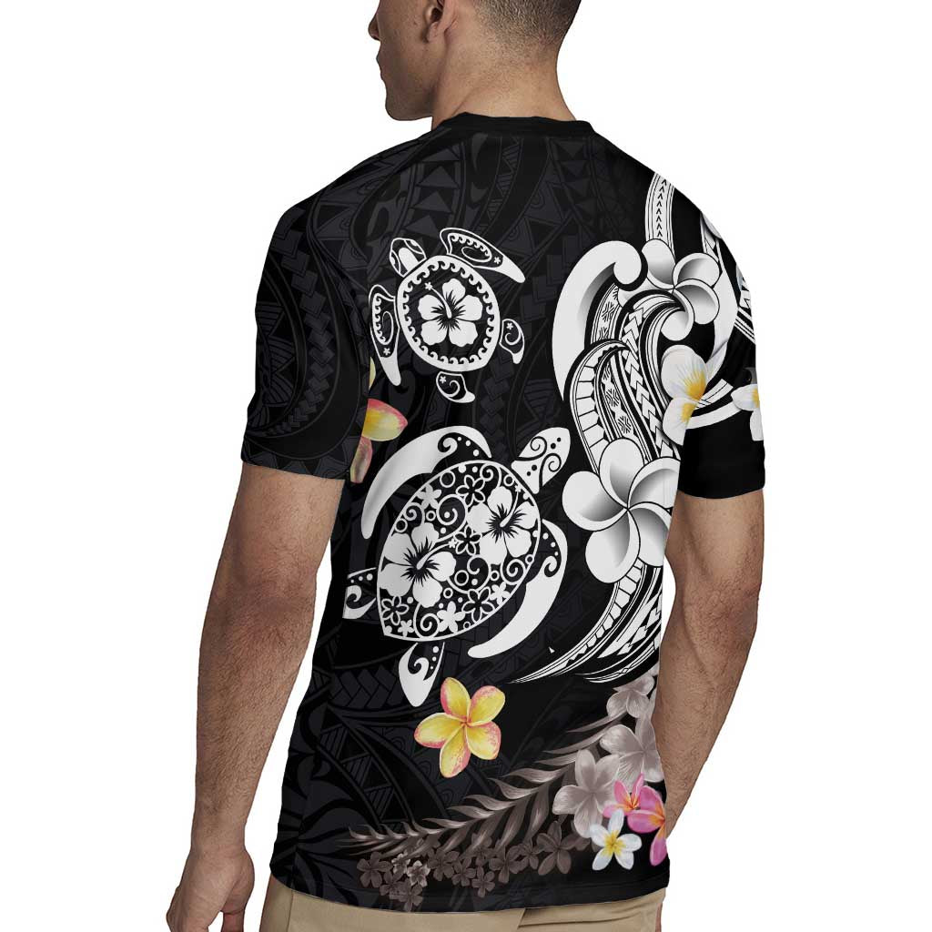 Hawaiian Tropical Plumeria Turtles Rugby Jersey Polynesian Art Tattoo LT03 - Polynesian Pride