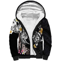 Hawaiian Tropical Plumeria Turtles Sherpa Hoodie Polynesian Art Tattoo LT03 Unisex - Polynesian Pride