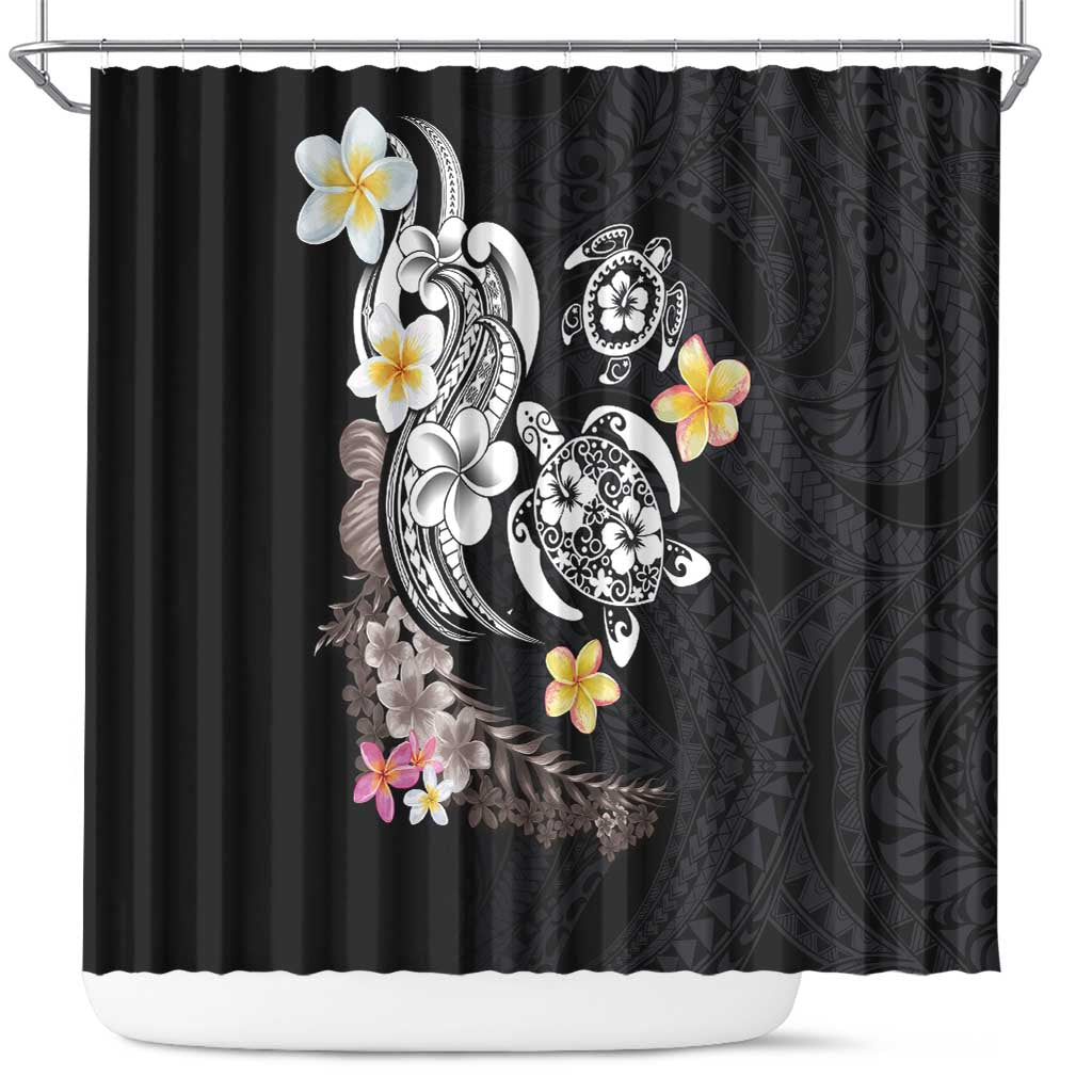 Hawaiian Tropical Plumeria Turtles Shower Curtain Polynesian Art Tattoo
