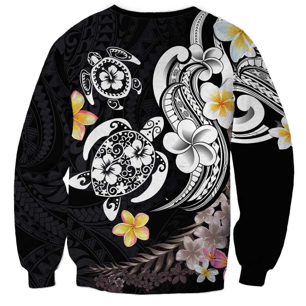 Hawaiian Tropical Plumeria Turtles Sweatshirt Polynesian Art Tattoo LT03 - Polynesian Pride